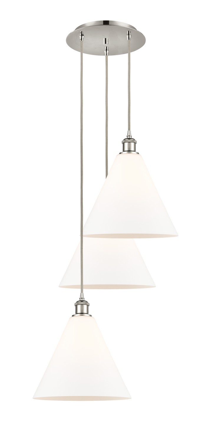 Three Light Pendant by Innovations - Ballston Collection, Polished Nickel Finish - 113B-3P-PN-GBC-121