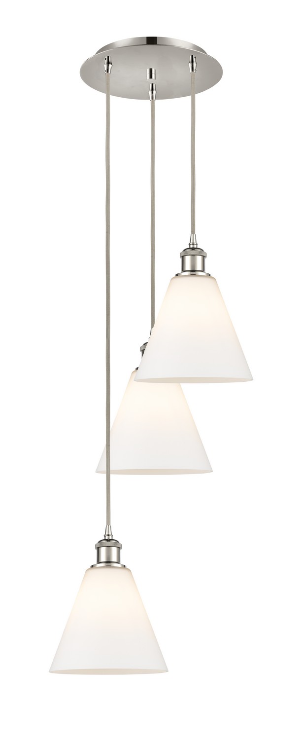 Three Light Pendant by Innovations - Ballston Collection, Polished Nickel Finish - 113B-3P-PN-GBC-81