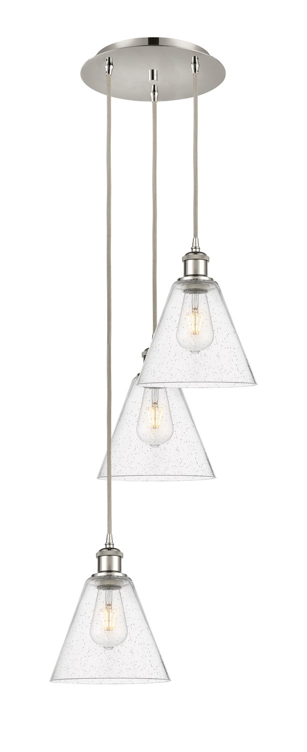 Three Light Pendant by Innovations - Ballston Collection, Polished Nickel Finish - 113B-3P-PN-GBC-84