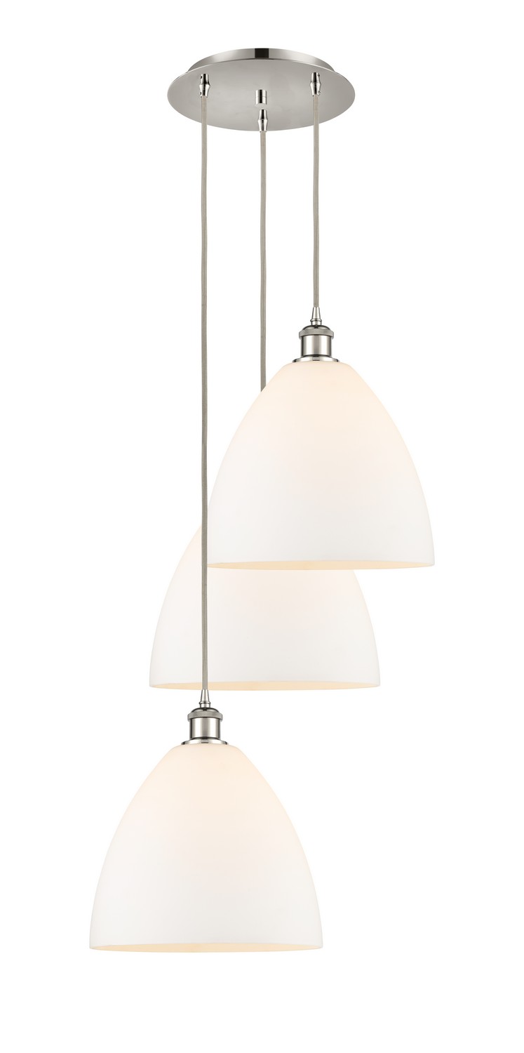 Three Light Pendant by Innovations - Ballston Collection, Polished Nickel Finish - 113B-3P-PN-GBD-121
