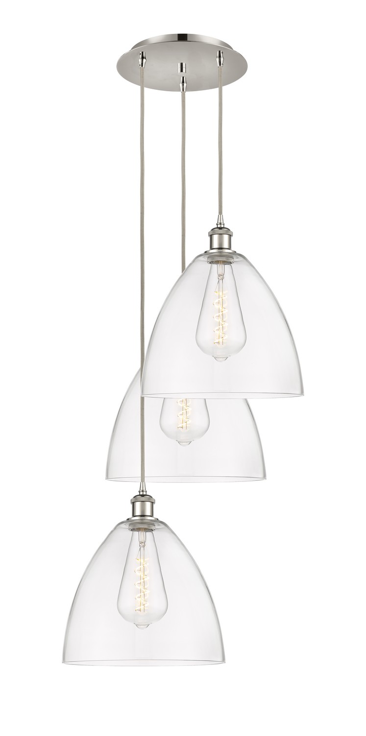 Three Light Pendant by Innovations - Ballston Collection, Polished Nickel Finish - 113B-3P-PN-GBD-122