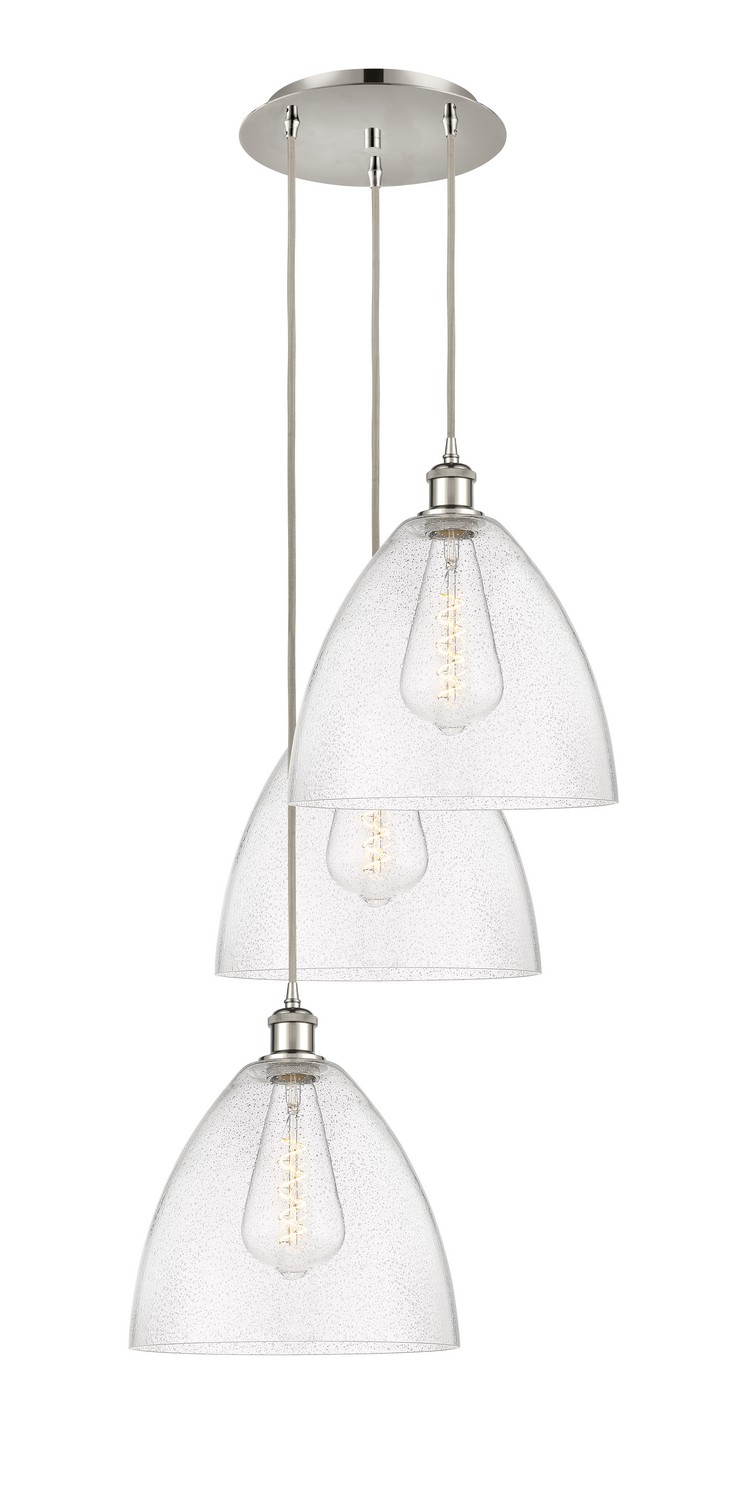 Three Light Pendant by Innovations - Ballston Collection, Polished Nickel Finish - 113B-3P-PN-GBD-124