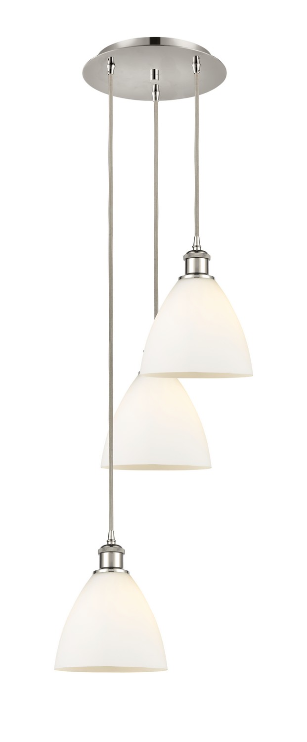 Three Light Pendant by Innovations - Ballston Collection, Polished Nickel Finish - 113B-3P-PN-GBD-751