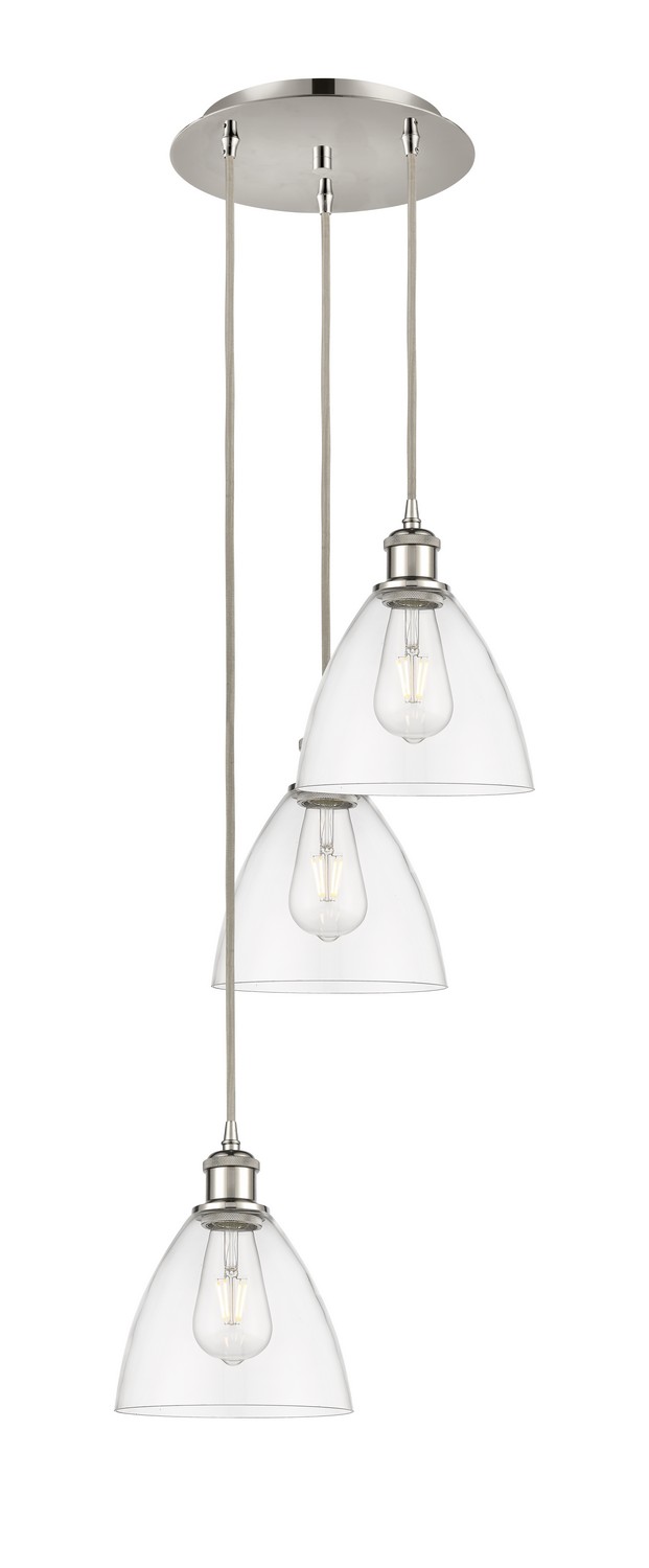 Three Light Pendant by Innovations - Ballston Collection, Polished Nickel Finish - 113B-3P-PN-GBD-752