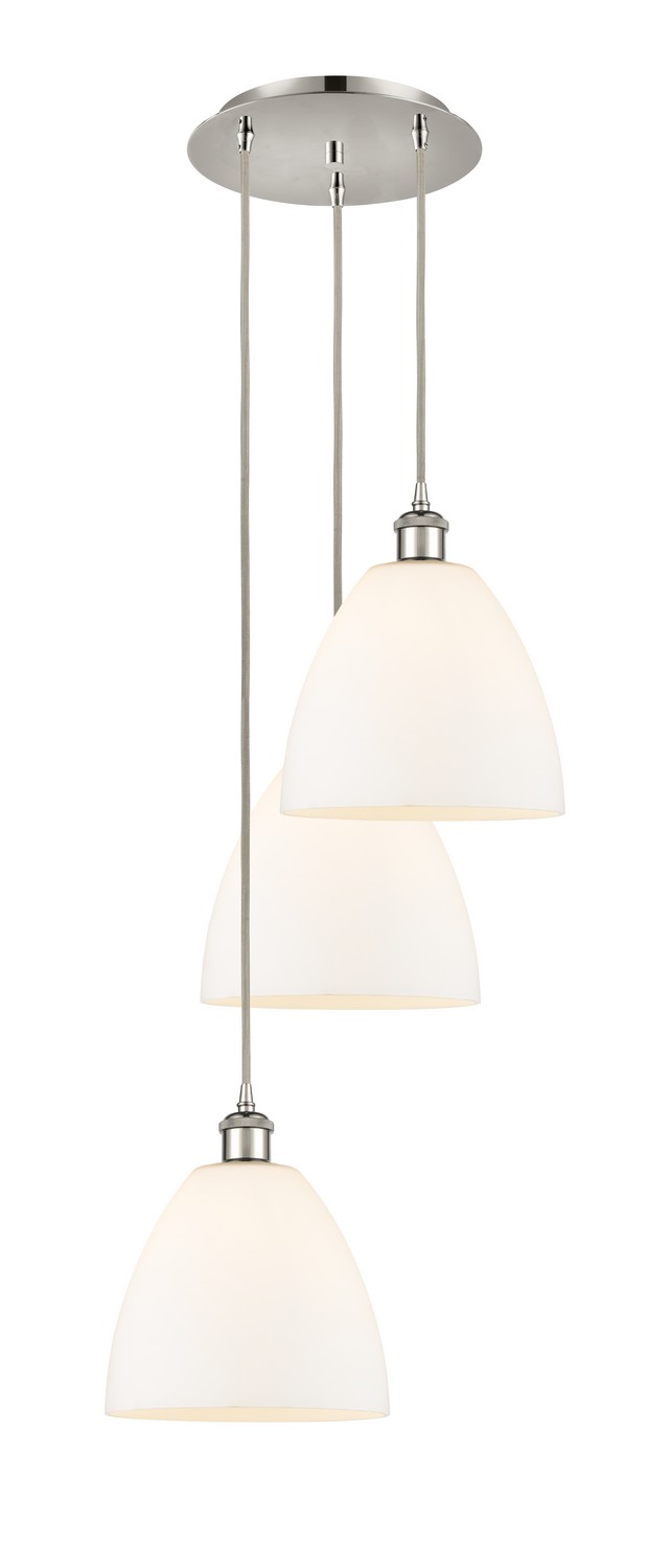 Three Light Pendant by Innovations - Ballston Collection, Polished Nickel Finish - 113B-3P-PN-GBD-91