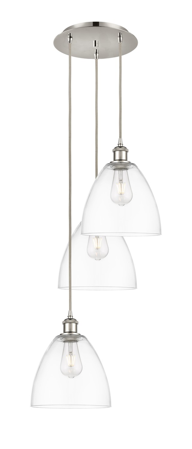 Three Light Pendant by Innovations - Ballston Collection, Polished Nickel Finish - 113B-3P-PN-GBD-92