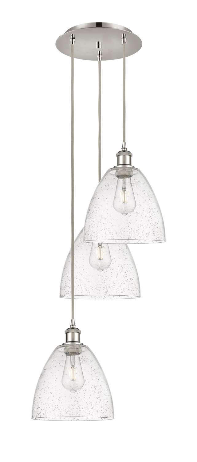 Three Light Pendant by Innovations - Ballston Collection, Polished Nickel Finish - 113B-3P-PN-GBD-94