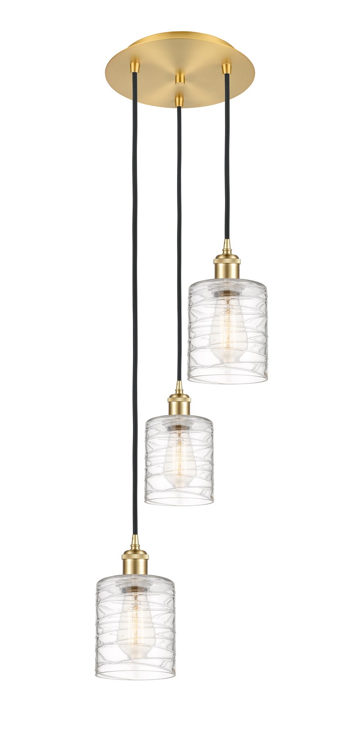 Three Light Pendant by Innovations - Ballston Collection, Satin Gold Finish - 113B-3P-SG-G1113