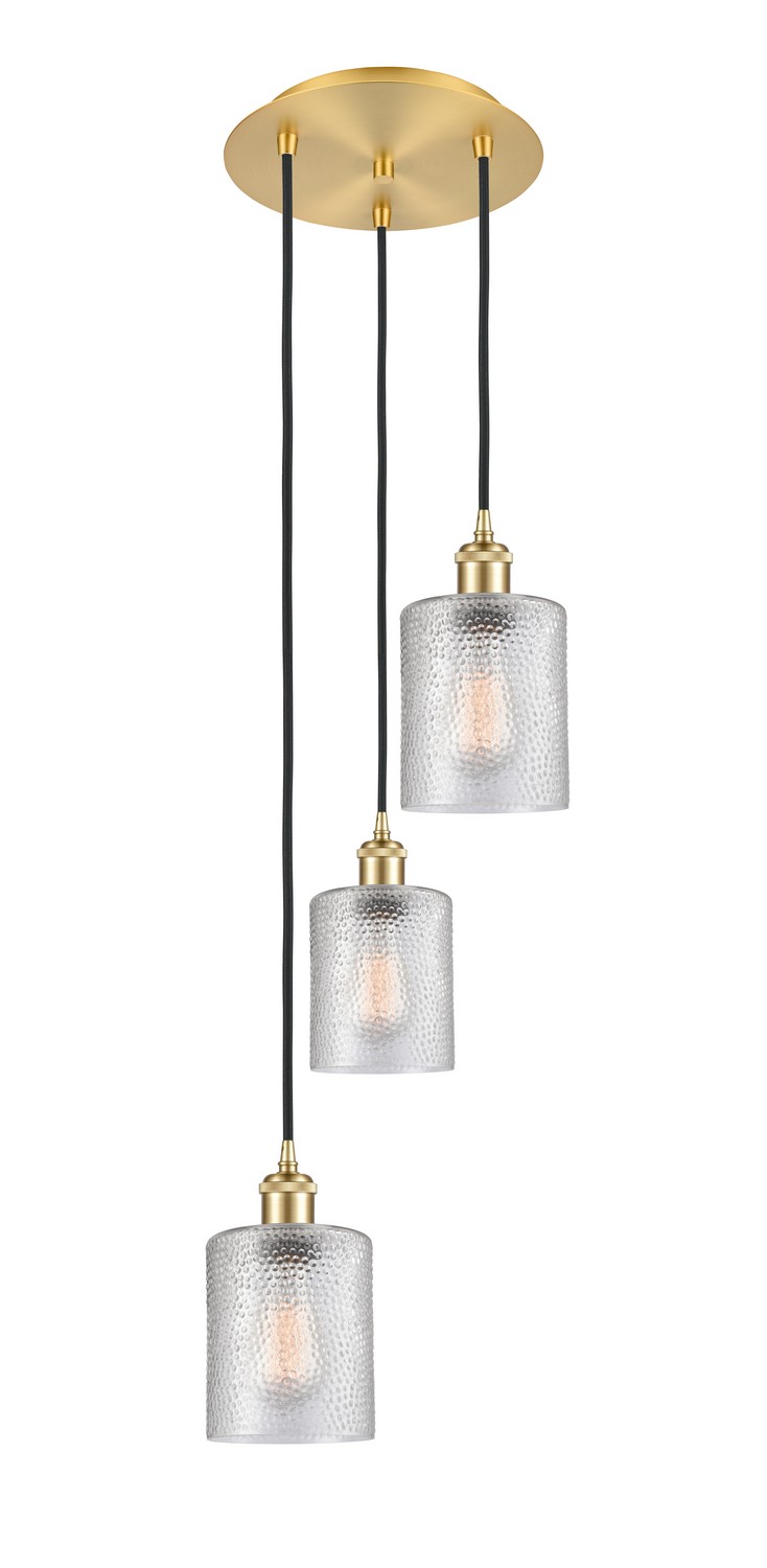 Three Light Pendant by Innovations - Ballston Collection, Satin Gold Finish - 113B-3P-SG-G112