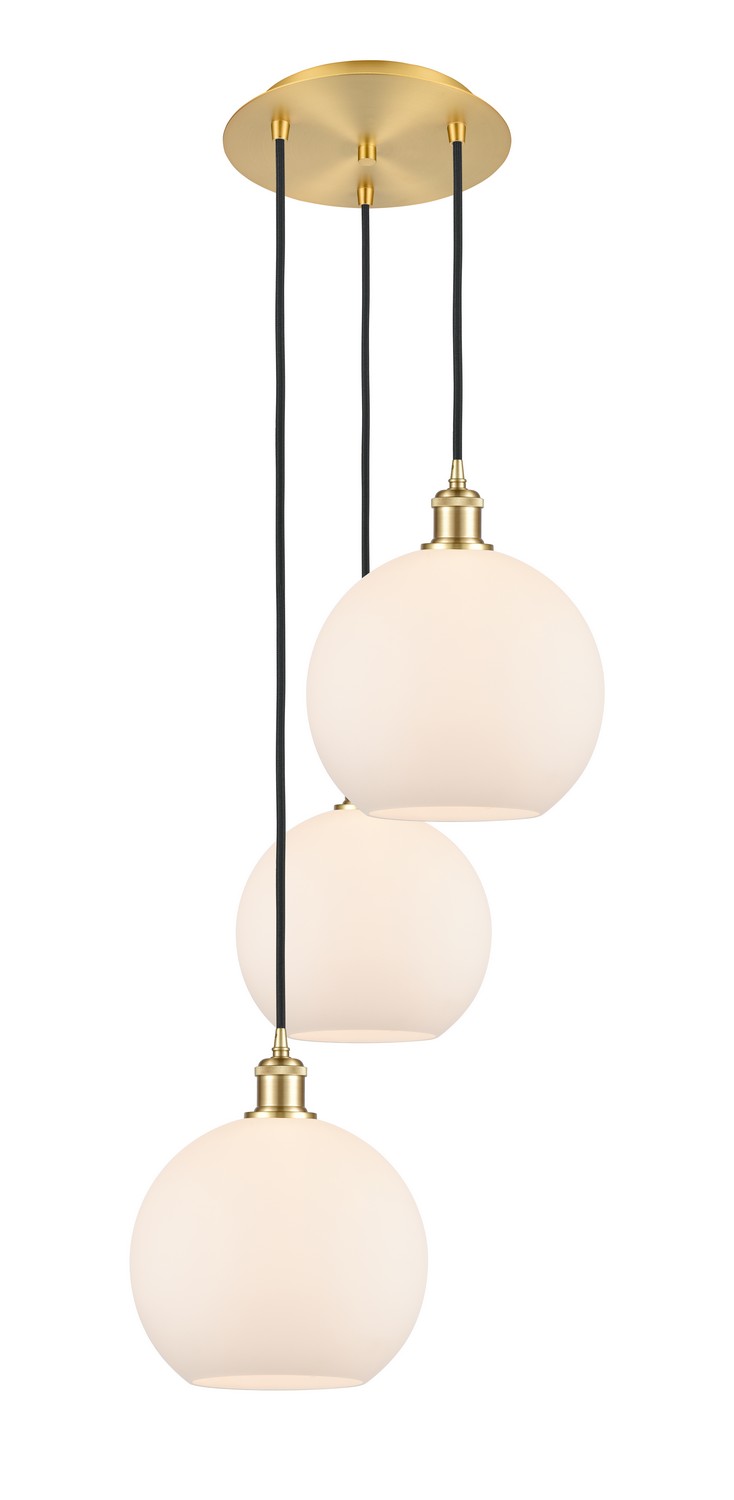 Three Light Pendant by Innovations - Ballston Collection, Satin Gold Finish - 113B-3P-SG-G121-10