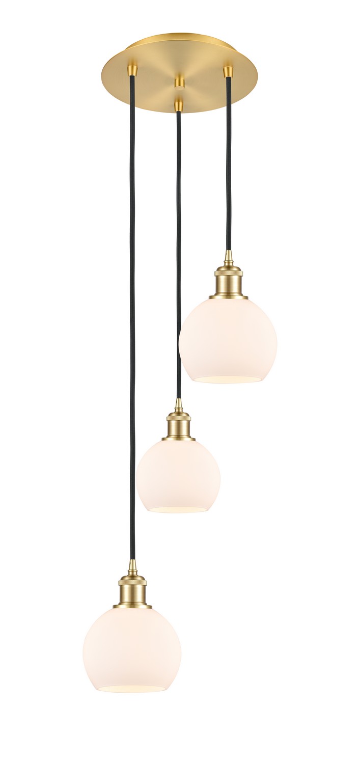Three Light Pendant by Innovations - Ballston Collection, Satin Gold Finish - 113B-3P-SG-G121-6