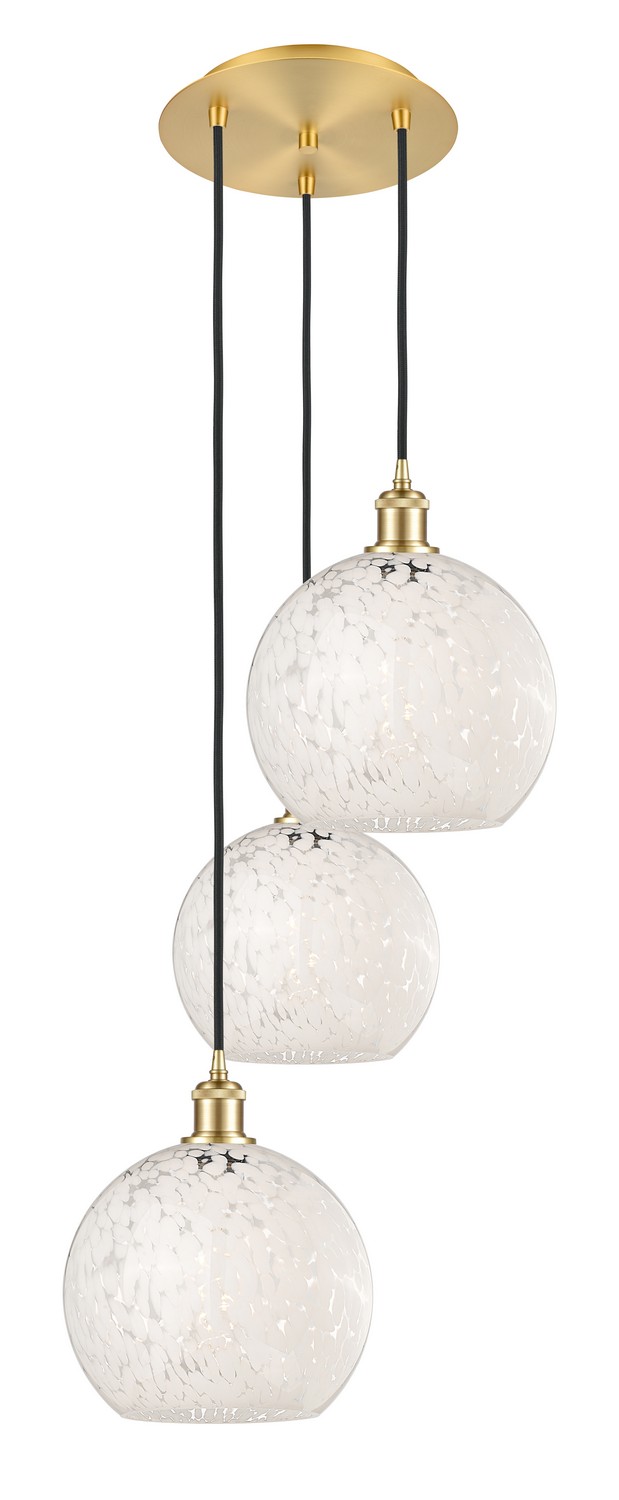 Three Light Pendant by Innovations - Ballston Collection, Satin Gold Finish - 113B-3P-SG-G1216-10WM