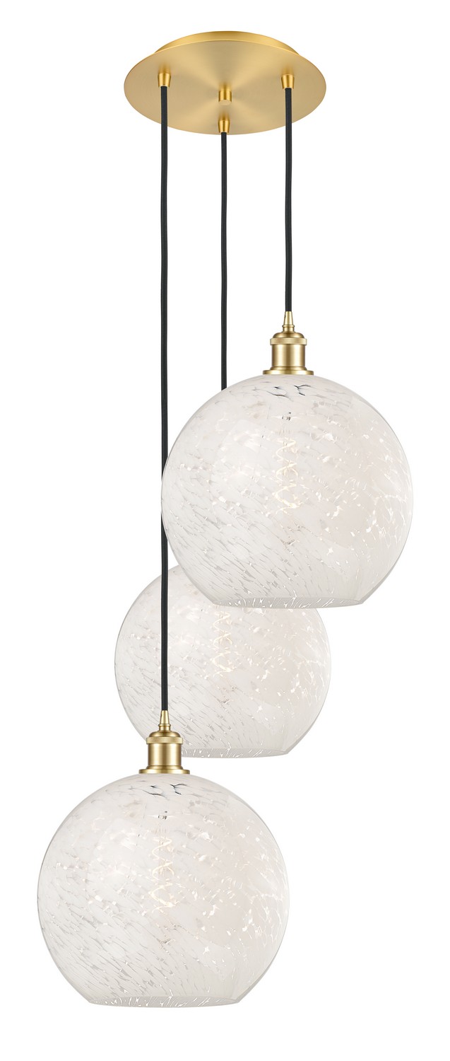 Three Light Pendant by Innovations - Ballston Collection, Satin Gold Finish - 113B-3P-SG-G1216-12WM
