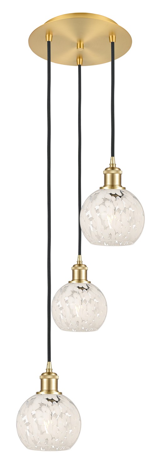 Three Light Pendant by Innovations - Ballston Collection, Satin Gold Finish - 113B-3P-SG-G1216-6WM