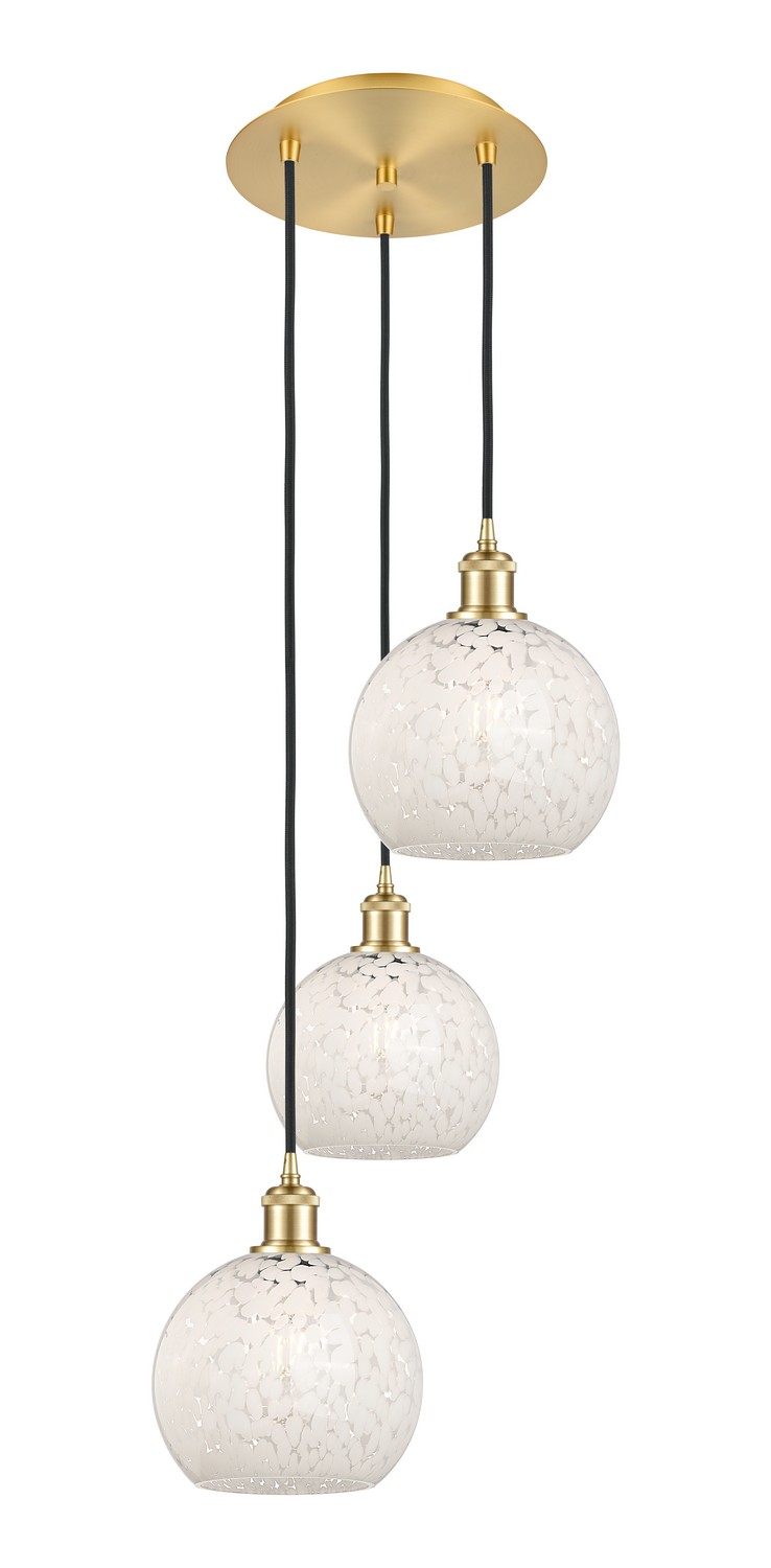 Three Light Pendant by Innovations - Ballston Collection, Satin Gold Finish - 113B-3P-SG-G1216-8WM