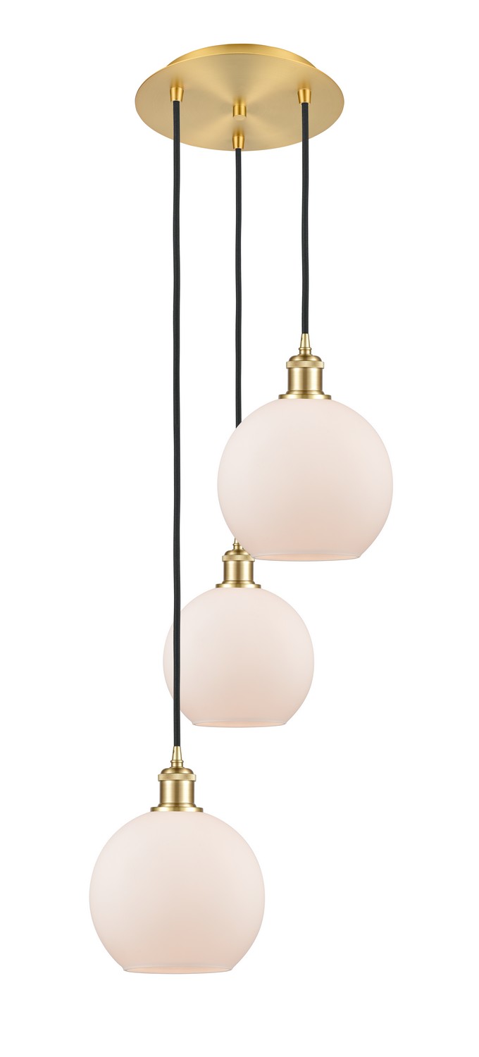 Three Light Pendant by Innovations - Ballston Collection, Satin Gold Finish - 113B-3P-SG-G121-8
