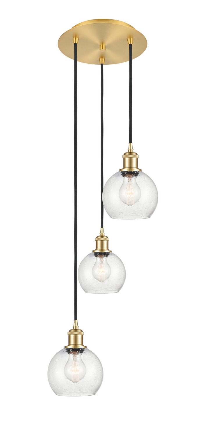 Three Light Pendant by Innovations - Ballston Collection, Satin Gold Finish - 113B-3P-SG-G124-6
