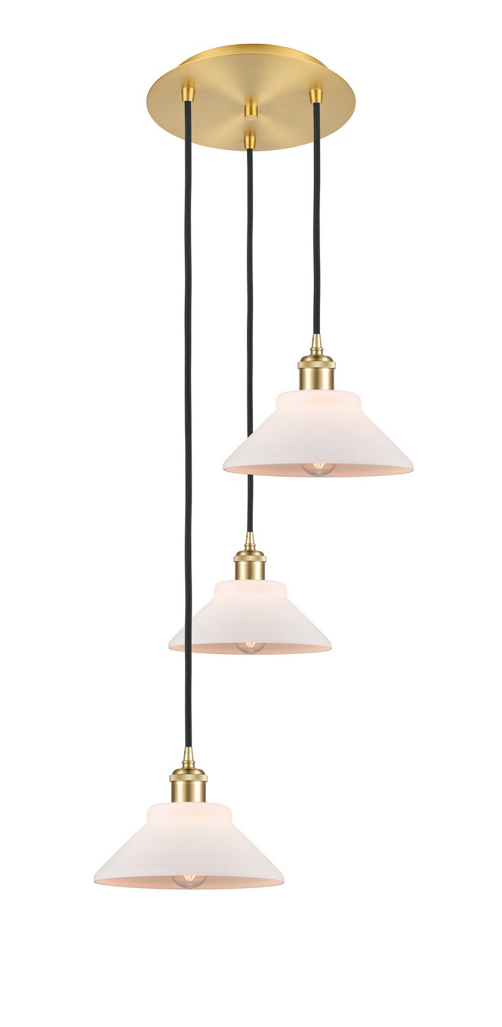 Three Light Pendant by Innovations - Ballston Collection, Satin Gold Finish - 113B-3P-SG-G131