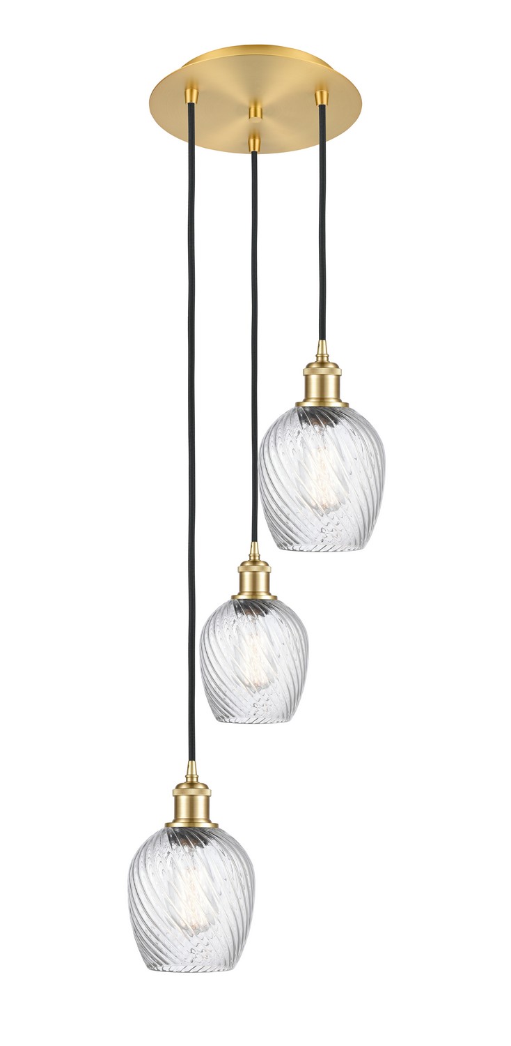 Three Light Pendant by Innovations - Ballston Collection, Satin Gold Finish - 113B-3P-SG-G292