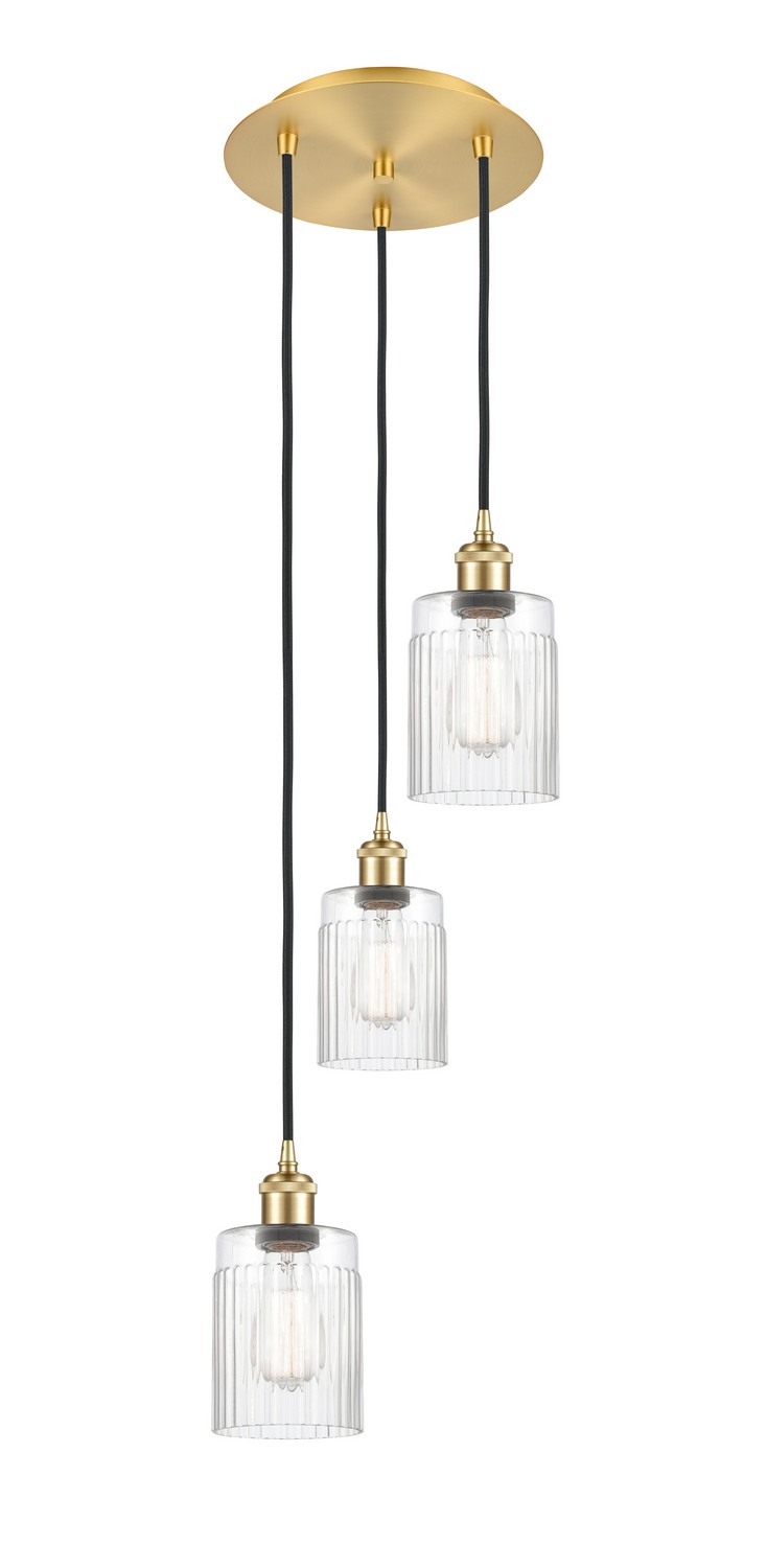 Three Light Pendant by Innovations - Ballston Collection, Satin Gold Finish - 113B-3P-SG-G342