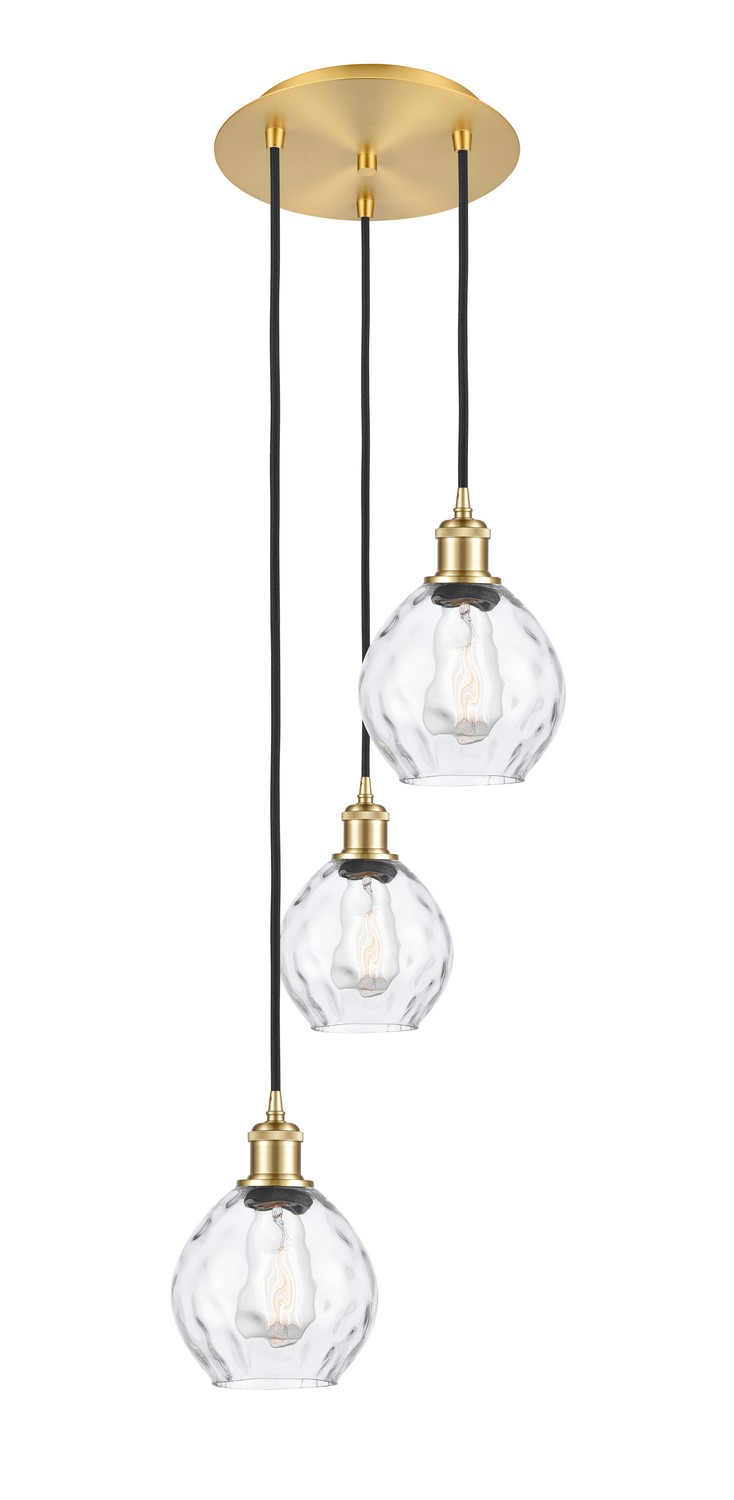 Three Light Pendant by Innovations - Ballston Collection, Satin Gold Finish - 113B-3P-SG-G362