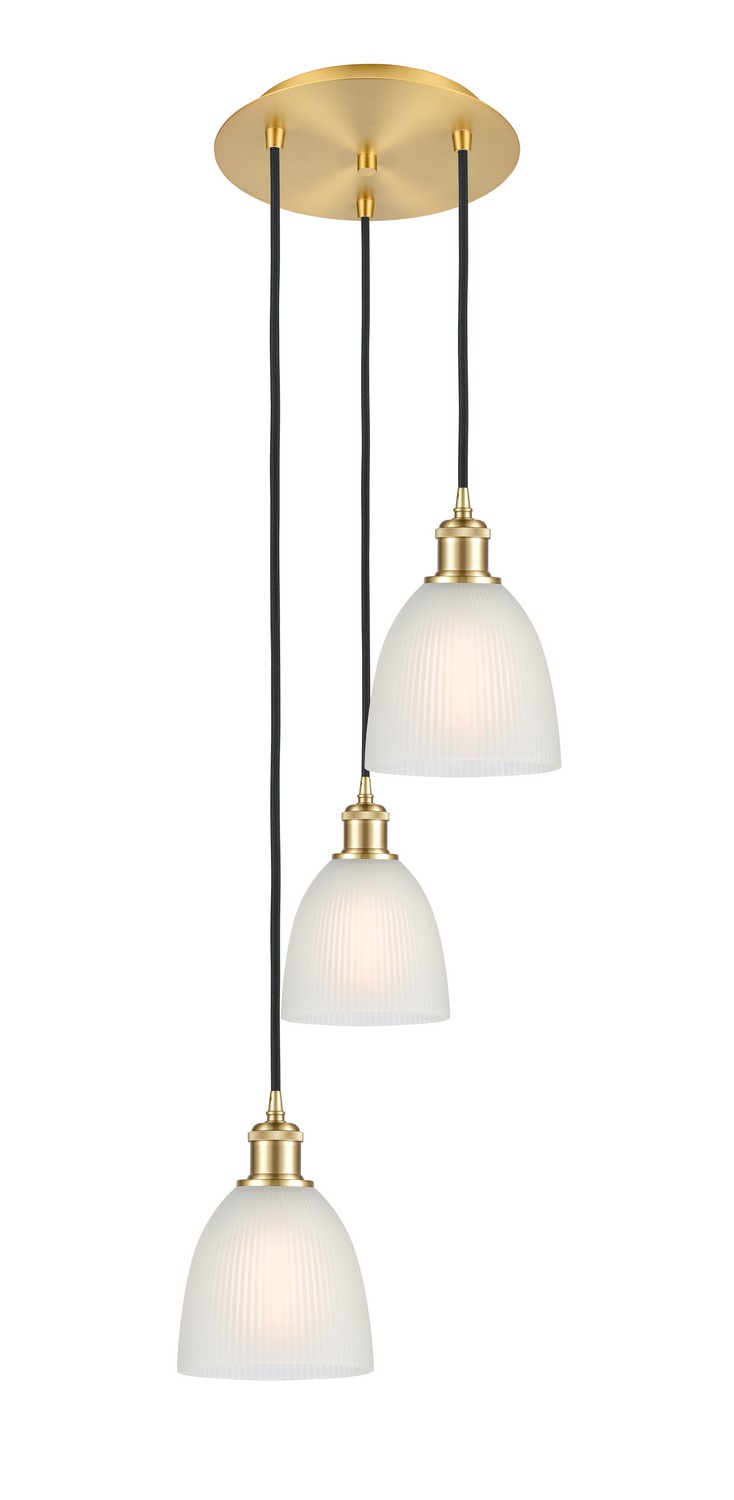 Three Light Pendant by Innovations - Ballston Collection, Satin Gold Finish - 113B-3P-SG-G381