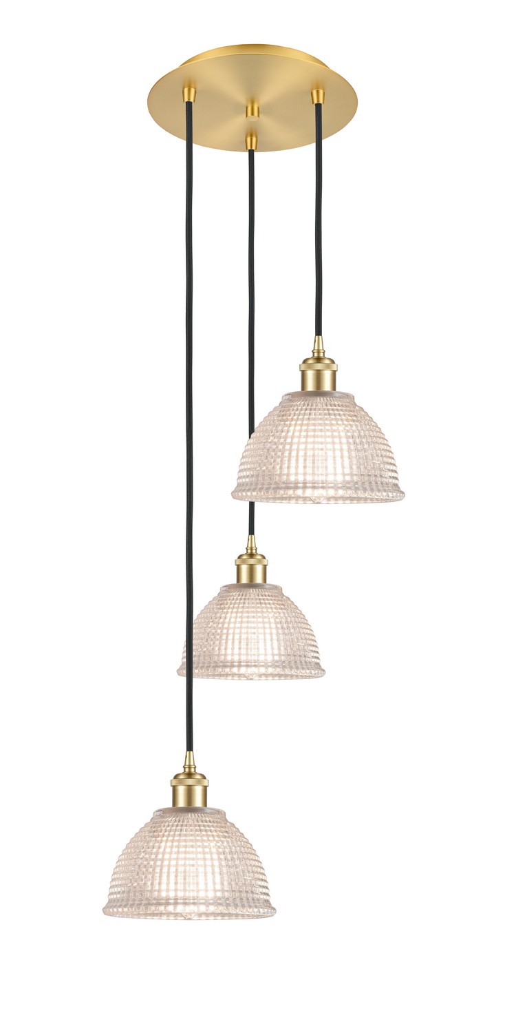 Three Light Pendant by Innovations - Ballston Collection, Satin Gold Finish - 113B-3P-SG-G422