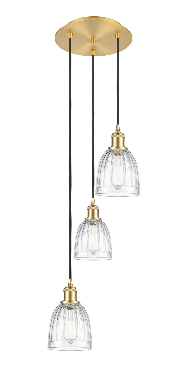 Three Light Pendant by Innovations - Ballston Collection, Satin Gold Finish - 113B-3P-SG-G442