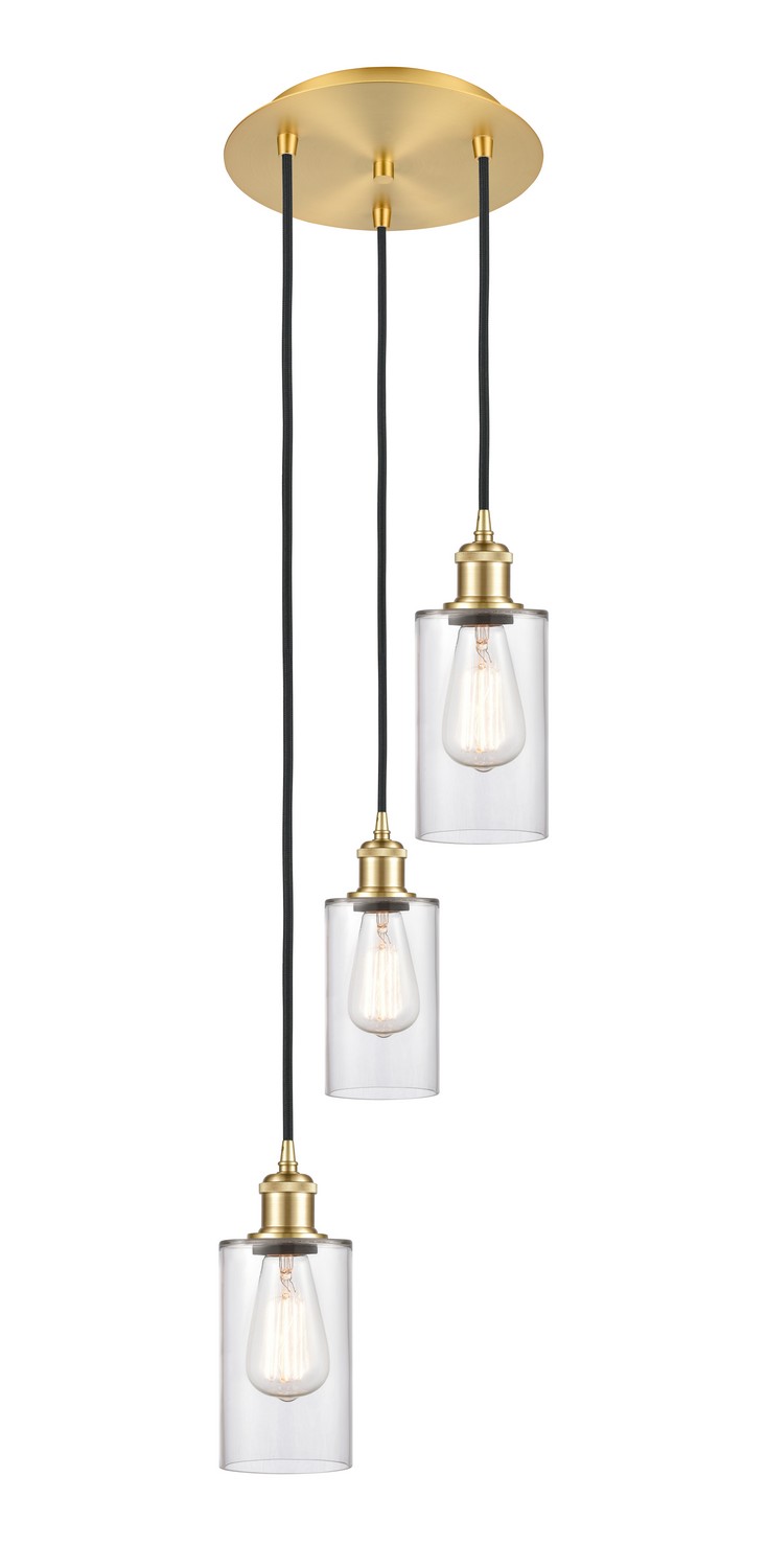Three Light Pendant by Innovations - Ballston Collection, Satin Gold Finish - 113B-3P-SG-G802