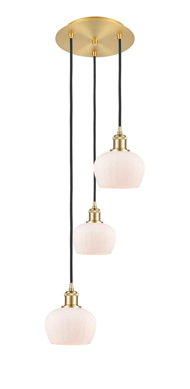 Three Light Pendant by Innovations - Ballston Collection, Satin Gold Finish - 113B-3P-SG-G91
