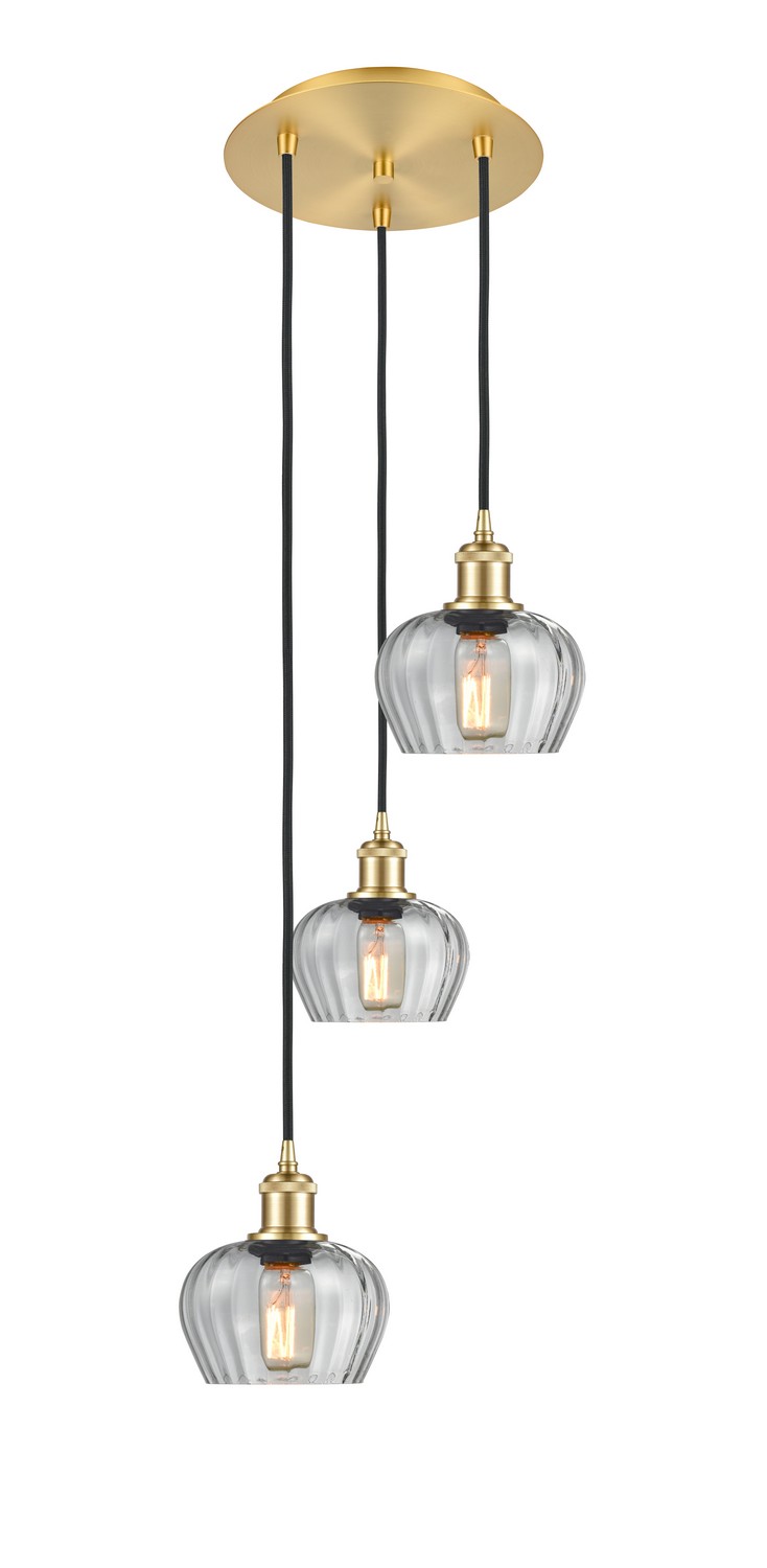 Three Light Pendant by Innovations - Ballston Collection, Satin Gold Finish - 113B-3P-SG-G92
