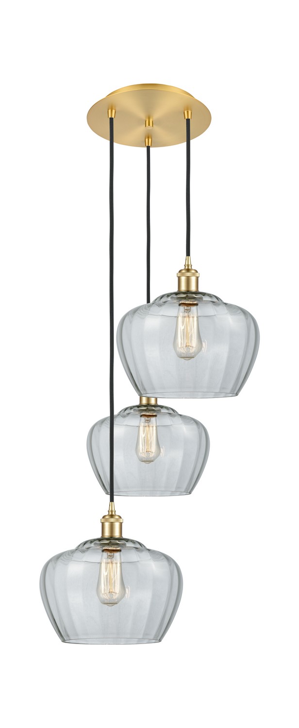 Three Light Pendant by Innovations - Ballston Collection, Satin Gold Finish - 113B-3P-SG-G92-L