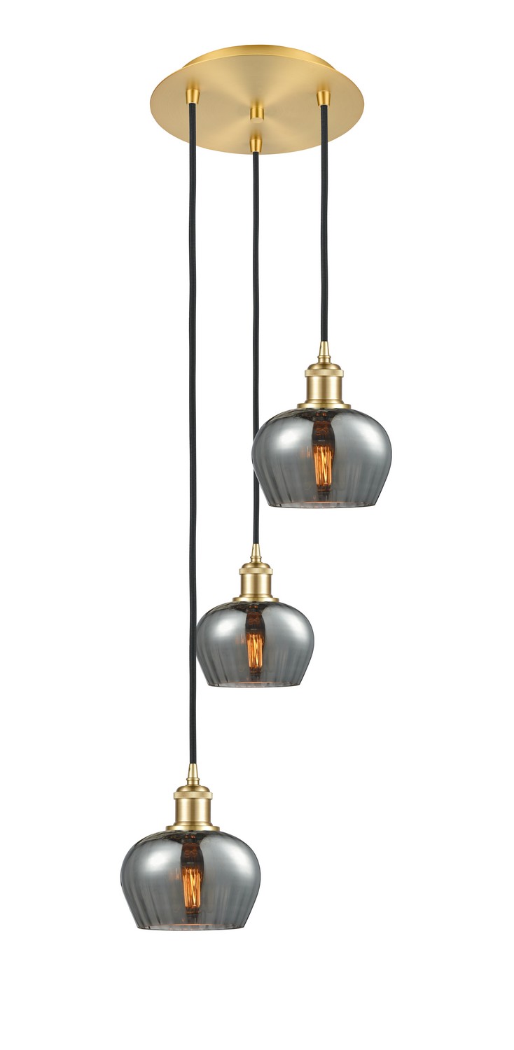 Three Light Pendant by Innovations - Ballston Collection, Satin Gold Finish - 113B-3P-SG-G93