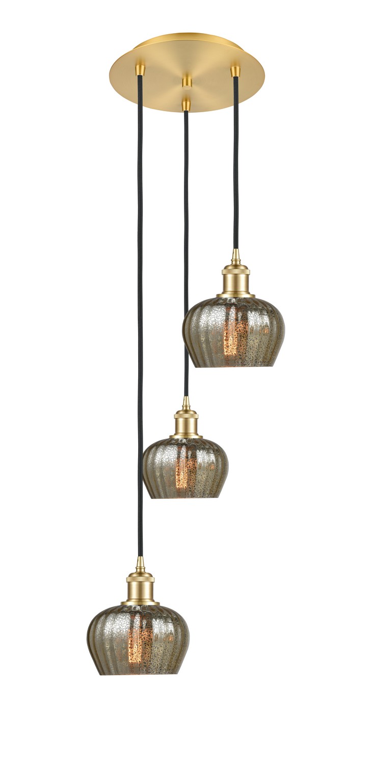 Three Light Pendant by Innovations - Ballston Collection, Satin Gold Finish - 113B-3P-SG-G96