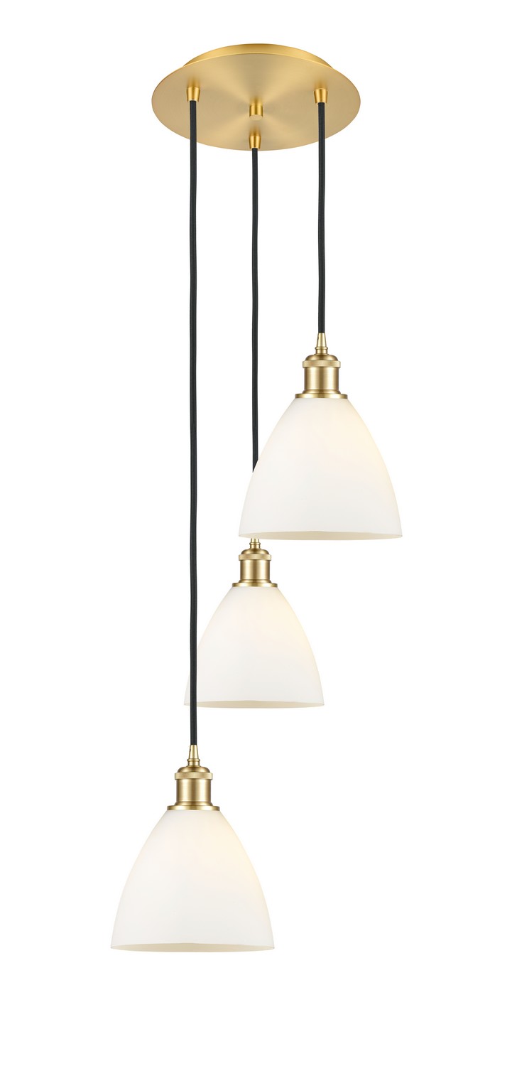 Three Light Pendant by Innovations - Ballston Collection, Satin Gold Finish - 113B-3P-SG-GBD-751