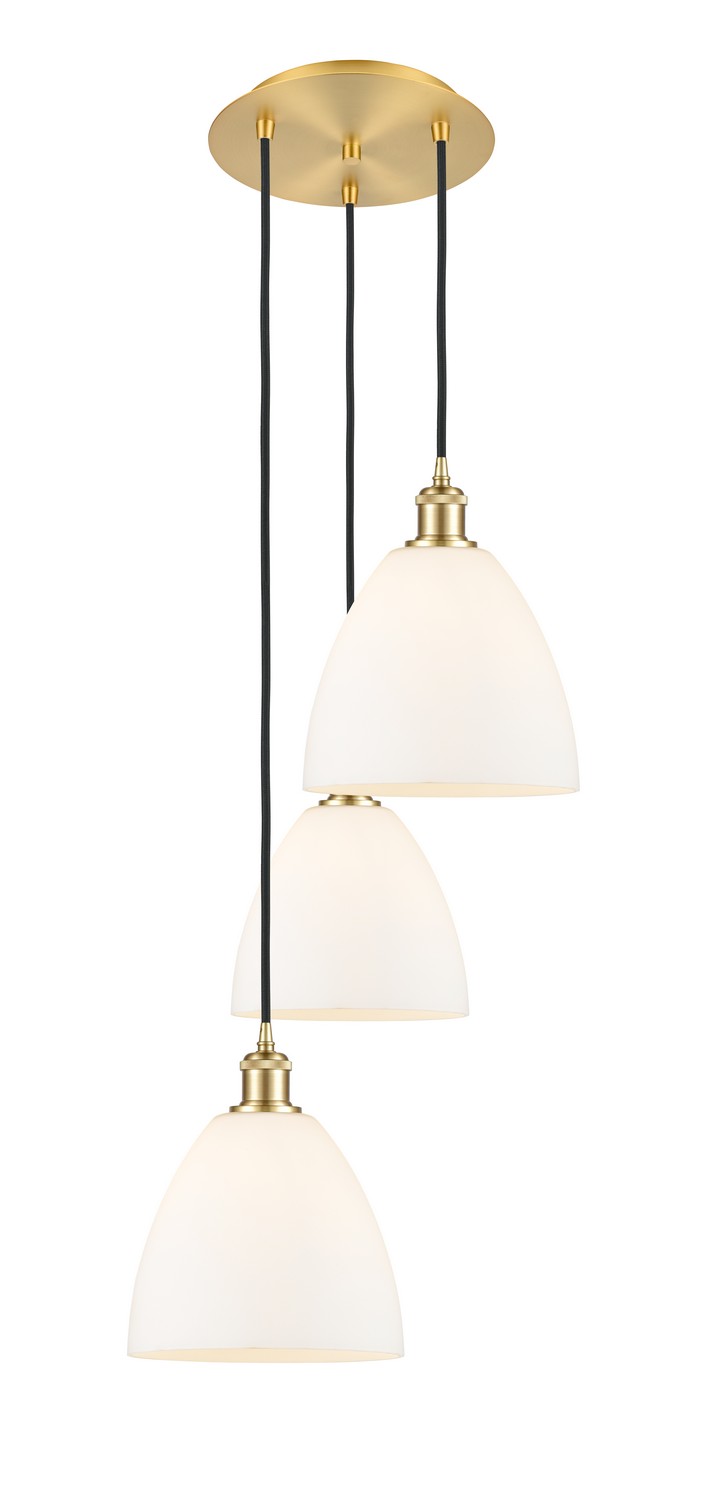 Three Light Pendant by Innovations - Ballston Collection, Satin Gold Finish - 113B-3P-SG-GBD-91