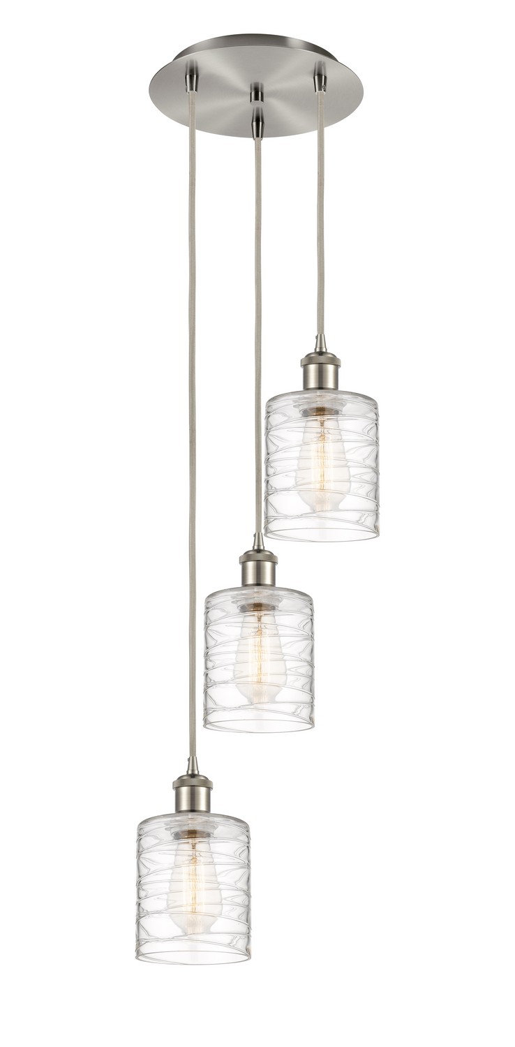 Three Light Pendant by Innovations - Ballston Collection, Brushed Satin Nickel Finish - 113B-3P-SN-G1113