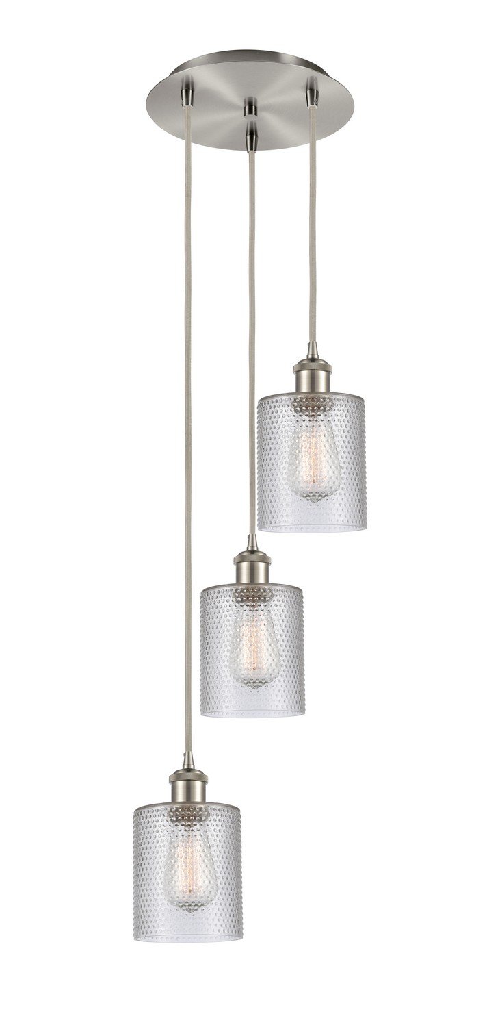 Three Light Pendant by Innovations - Ballston Collection, Brushed Satin Nickel Finish - 113B-3P-SN-G112