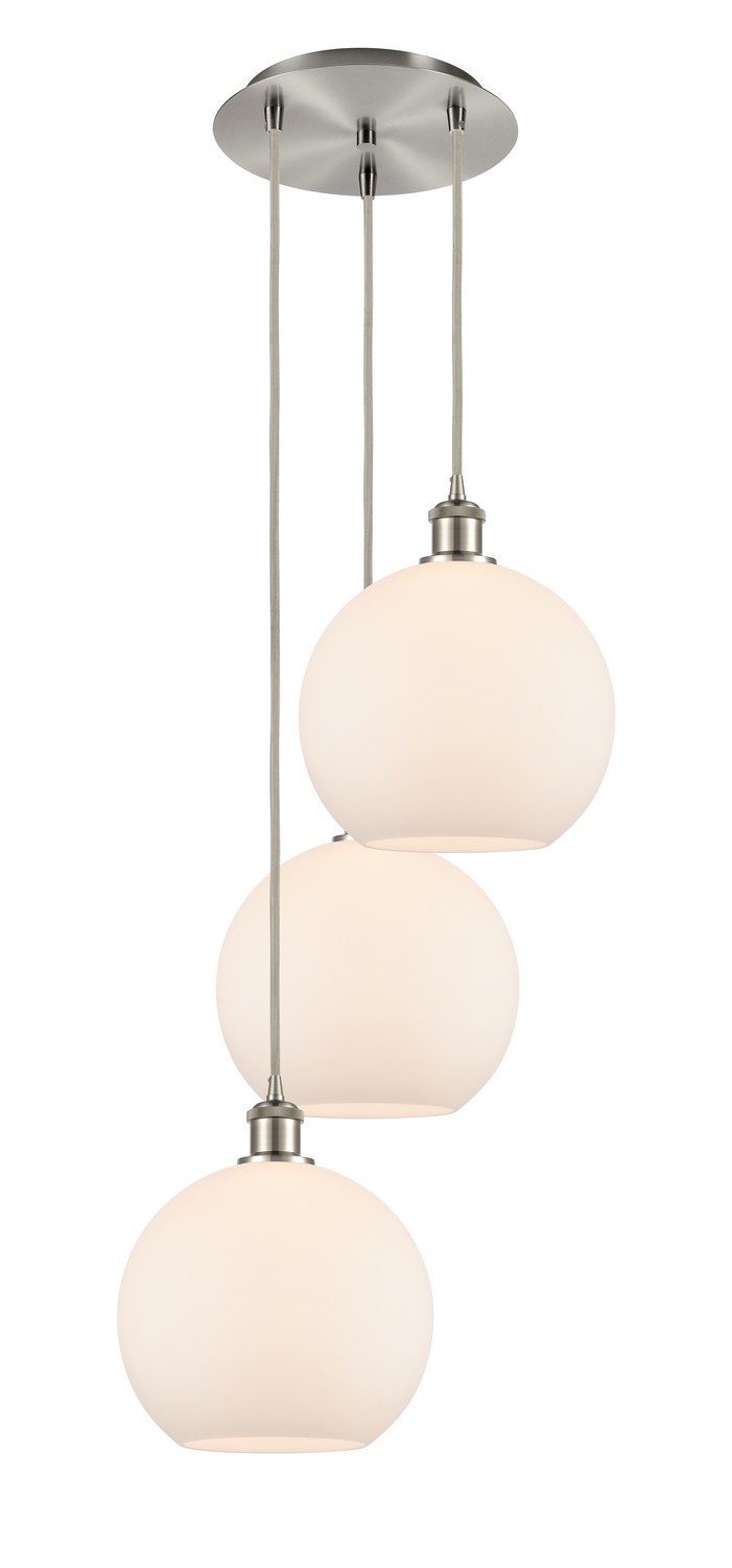 Three Light Pendant by Innovations - Ballston Collection, Brushed Satin Nickel Finish - 113B-3P-SN-G121-10
