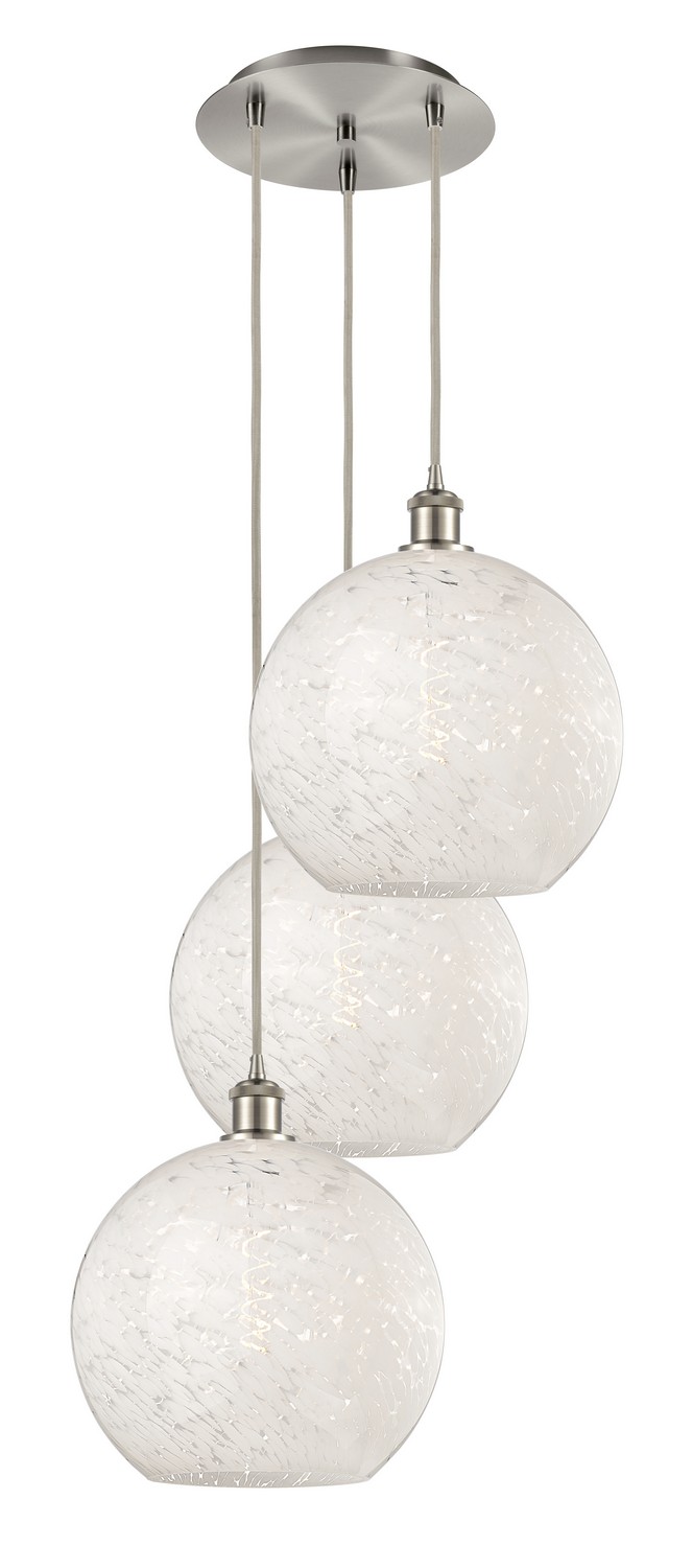 Three Light Pendant by Innovations - Ballston Collection, Brushed Satin Nickel Finish - 113B-3P-SN-G1216-12WM