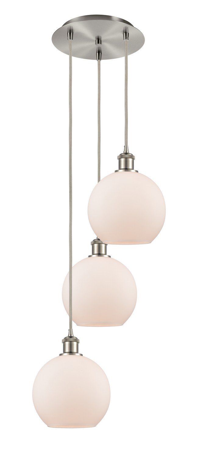Three Light Pendant by Innovations - Ballston Collection, Brushed Satin Nickel Finish - 113B-3P-SN-G121-8