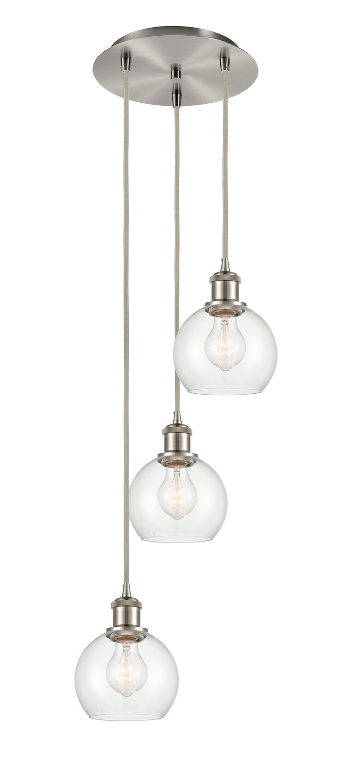 Three Light Pendant by Innovations - Ballston Collection, Brushed Satin Nickel Finish - 113B-3P-SN-G122-6