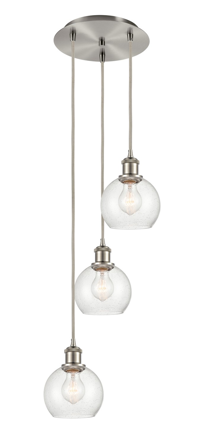 Three Light Pendant by Innovations - Ballston Collection, Brushed Satin Nickel Finish - 113B-3P-SN-G124-6