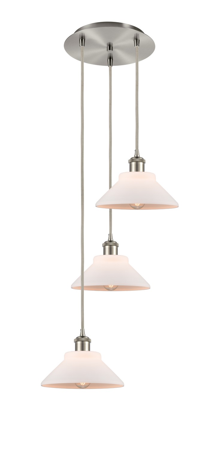 Three Light Pendant by Innovations - Ballston Collection, Brushed Satin Nickel Finish - 113B-3P-SN-G131