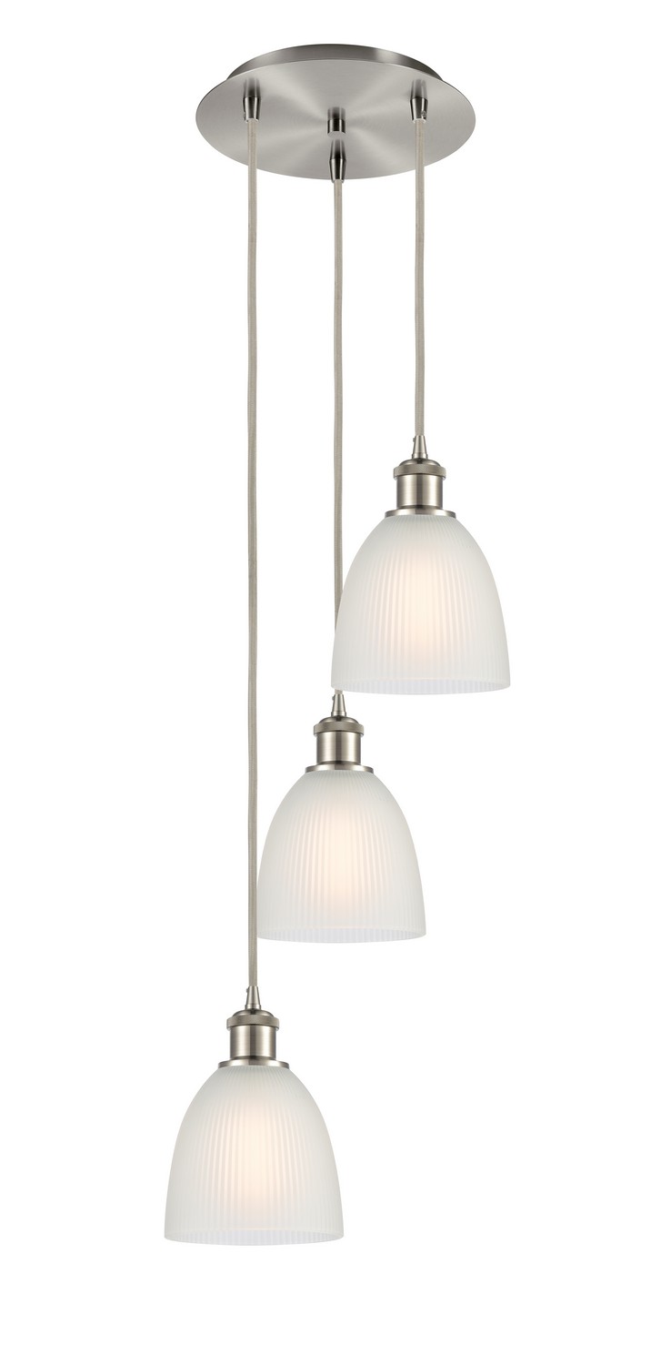 Three Light Pendant by Innovations - Ballston Collection, Brushed Satin Nickel Finish - 113B-3P-SN-G381