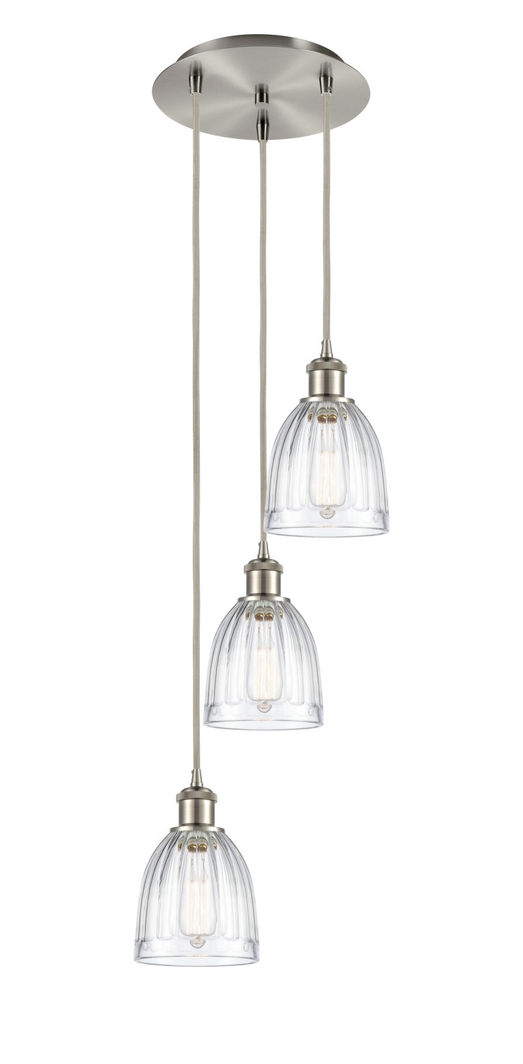Three Light Pendant by Innovations - Ballston Collection, Brushed Satin Nickel Finish - 113B-3P-SN-G442