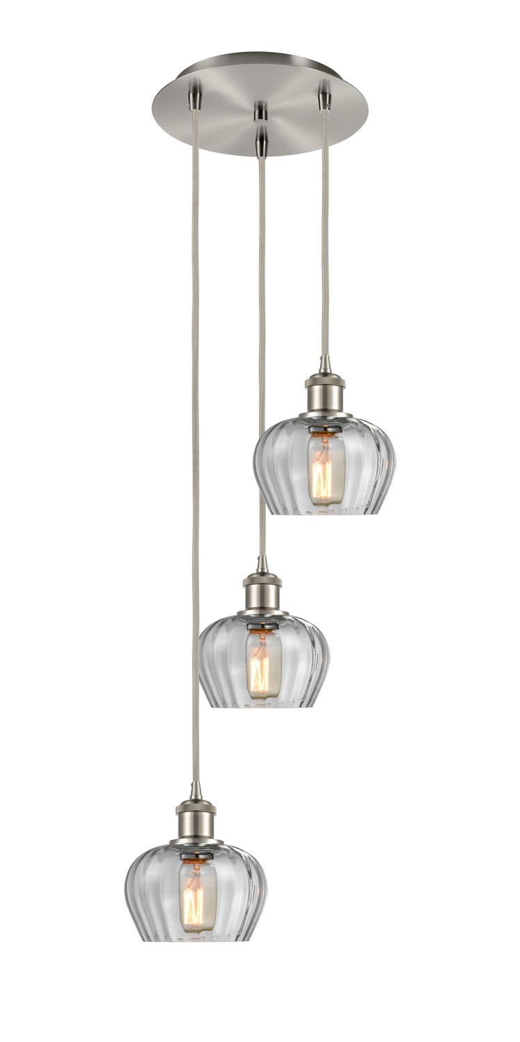 Three Light Pendant by Innovations - Ballston Collection, Brushed Satin Nickel Finish - 113B-3P-SN-G92