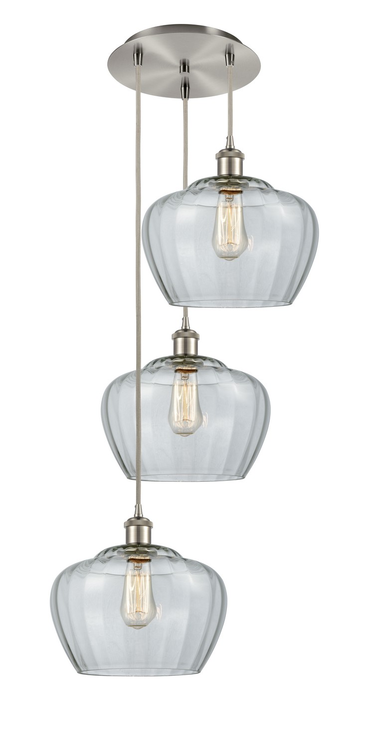 Three Light Pendant by Innovations - Ballston Collection, Brushed Satin Nickel Finish - 113B-3P-SN-G92-L
