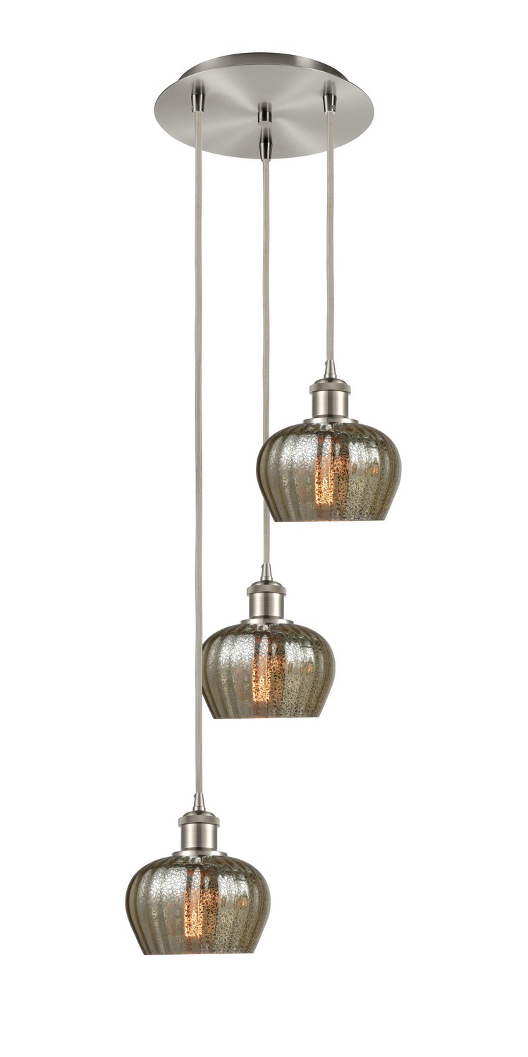 Three Light Pendant by Innovations - Ballston Collection, Brushed Satin Nickel Finish - 113B-3P-SN-G96