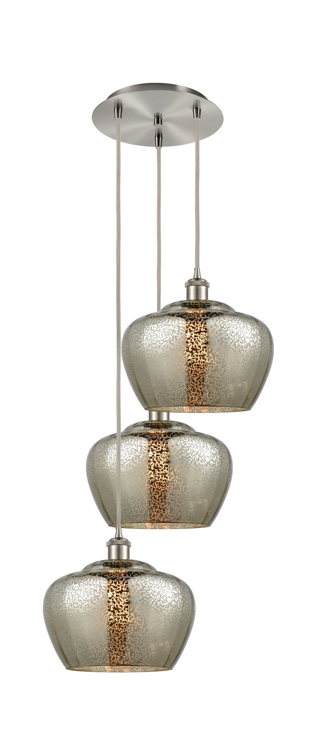 Three Light Pendant by Innovations - Ballston Collection, Brushed Satin Nickel Finish - 113B-3P-SN-G96-L